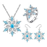 Rom Ntico Collar De Copo De Nieve Azul Con Diamantes De Imit