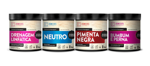 Kit Drenagem+neutro+pimenta Negra+bumbum E Perna Cosmeceuta