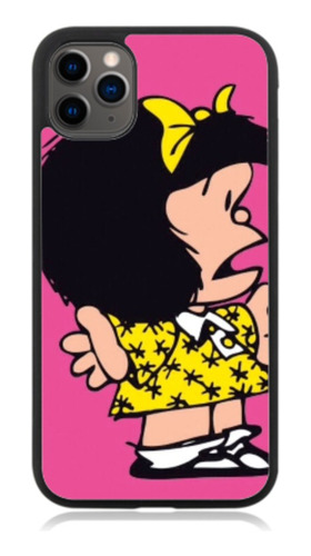 Funda Protector Para iPhone Mafalda Vestido Amarillo Rosa