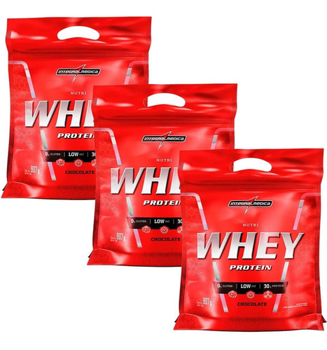 Combo 3 Nutri Whey Protein Refil Choc 907g - Integralmédica