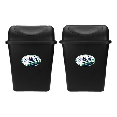 2 Pack Cesto 17l Tapa Balancín Color Negro | Meses sin interés