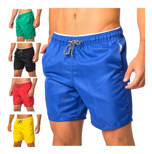 Short Tactel Masculino Kit C/5 Mauricinho Praia Esporte 