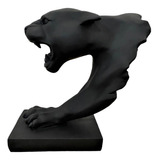 Estátua Pantera Negra Em Resina Decorativo Luxo Preto Fosco