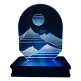 Lampara Led 3d Holograma Con Control Montaña Atardecer