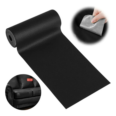 Parche Autoadhesivo Para Reparación De Vinilo O Cuero Negro, Ideal Para Muebles/sofás/asientos De Auto, Reparación Invisible De Raspaduras/roturas, Tamaño 50x140cm.