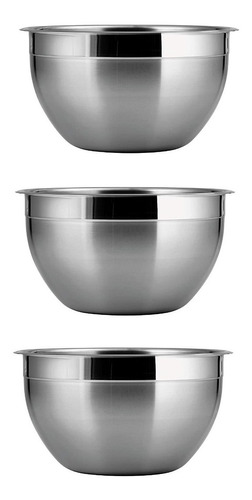 Pack X3 Bowl Acero Inoxidable Menaje Ensaladeras Bowl 28cm