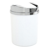 Cesto De Lixo Basculante 5l Metalizada Banheiro Cromado Cor Branco