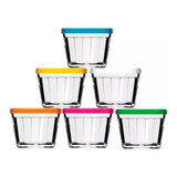 Bowl Recipiente Vidrio C/tapa Colores Surtidos X 4u 615 Ml