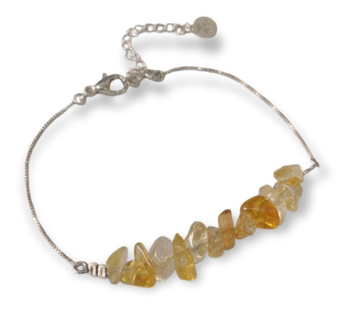 Pulseira De Pedra Natural Citrino Em Prata De Lei 925