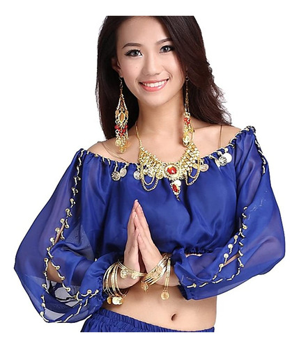 Top De Gasa De Manga Larga Zltdream Lady's Belly Dance Azul