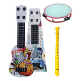 Kit Violão Infantil + Pandeiro + Flauta Instrumento Infantil