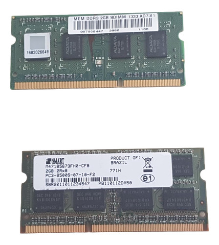 Kit 04 Pentes Memória 2gb Ddr3 1333mhz 10600s Para Notebook