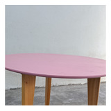 Mesa De Madera Redonda Wood Market Tapa Rosa  