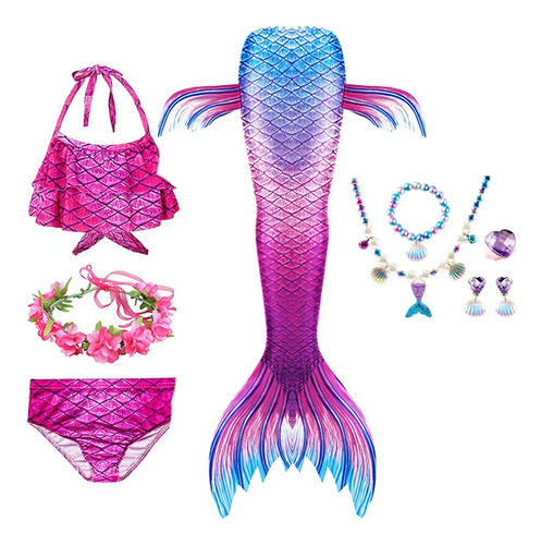 Traje De Baño De Cosplay De Cola De Sirena 9pcs #