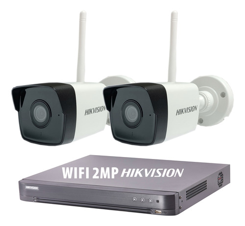 Kit Seguridad Ip Hikvision Dvr 4 Ch + 2 Camaras Wifi 2mp Ext