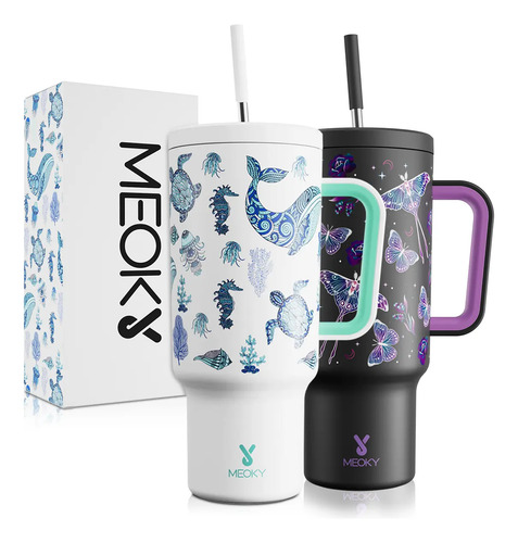 Meoky Vaso Térmicos De Inoxidable Con Calor\u002Ffrí Pajilla 40oz | MercadoLibre