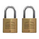 Candado Sekur 40mm De Bronce Doble Traba Acero X 2 Unidades