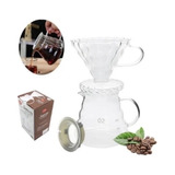 Jogo Café Jarra 600ml Vidro Barista Com Suporte Coador Vidro