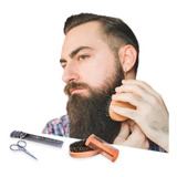 Set De Grooming X4 Cuidado De Barba Cepillo Natural Premium