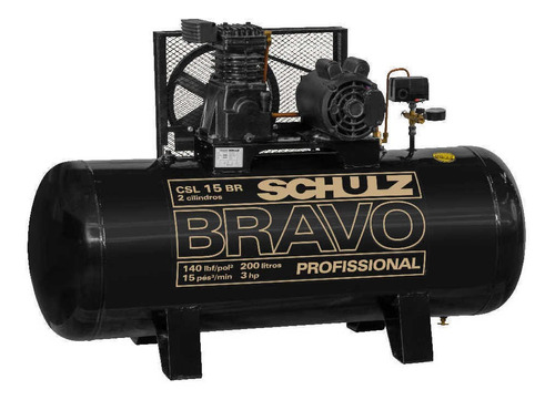 Compresor De Aire Eléctrico Schulz Bravo Csl 15 Br/200 Trifásico 183l 3hp 380v 50hz Negro