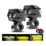 Par Faros Led Lupa Laser Blanco Y Amarillo Moto Exploradora