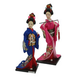 2 Piezas Figurita De Geisha Japonesa Decoración De Muñecas