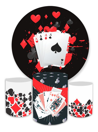 Kit Capa Painel Redondo 1,5 + Trio Cilindros Tema Cassino