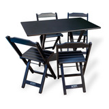 Jogo De Mesa Premium 70x110 Com 4 Cadeiras Para Bar Preto