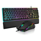 Juego De Teclado Y Mouse Con Cable Redthunder K10 Led Rgb