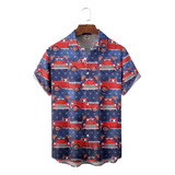 Camisa Hawaiana Unisex Azul For Verano, Camisa De Playa