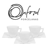 Kit 6 Xícara 75ml Pires Quadrado Quartier White Oxford Hotel