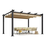 Pergola Para Patio Retractil 3.96 M X 3 M Cafe