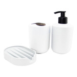 Set De Baño X 3 Piezas Dispenser Jabonera Porta Cepillo 