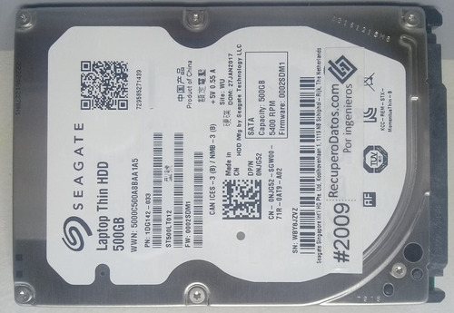 Disco Seagate St500lt012 500gb Sata 2.5, 3053 Recuperodatos 