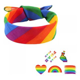 Lgbt Orgullo Arco Iris Gay Bufanda + 5pzs Pegatinas Arcoiris