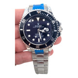 Rolex Submariner Masculino Prata Com Detalhes Pretos