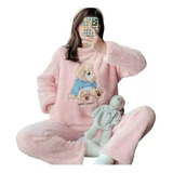 Conjunto 2 Piezas Pijama De Polar Suave Invierno Para Mujer