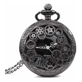 Reloj De Bolsillo Colgante Estilo Engranaje Negro