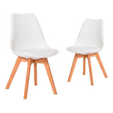 Cadeiras Jantar Mesa Cozinha Leda Design Wood, 2 Unidades Cor Da Estrutura Da Cadeira Branca