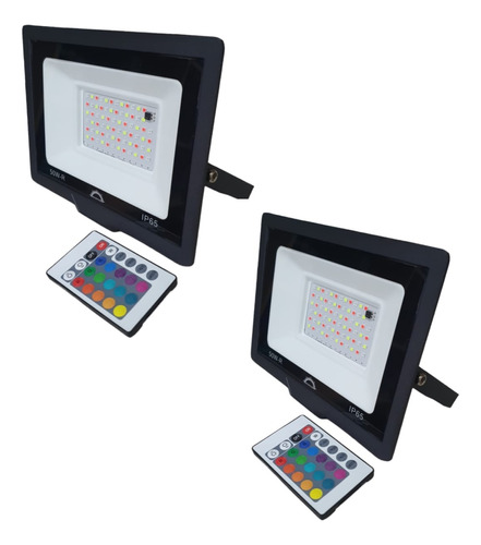 X2 Unid. Reflector Led Rgb Exterior/int. 50w Colores Control