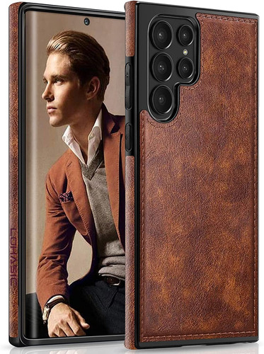 Funda De Cuero Marron P/ Samsung Galaxy S22 Ultra 5g 6.8