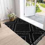 Boho Lavadero Alfombra Runner 2'x4.3' Negro Fregadero De Coc