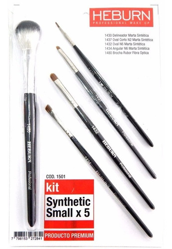 Set Heburn 5 Pinceles Small Kit 1501 Maquillaje Profesional