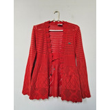 Saco Tejido Lacoste Sweater Mujer Rojo Talle L Saquito Rojo