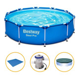 Piscina Estrutural 4678 Litros Com Filtro Capa Forro Bestway