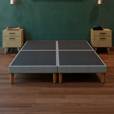 Base Cama Box Tapiz Praga Lino Gris Queen Size | Meses sin interés