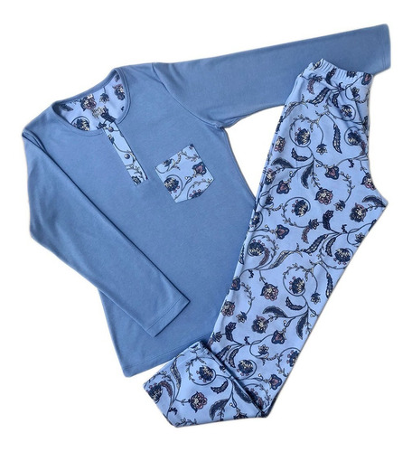 Pijama Dama Camiseta Manga Larga Pantalón Largo 