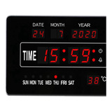 24 Horas Pantalla Grande Led Digital Reloj De Pared Alarma D