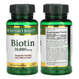 Biotina 10000mcg Biotin 120 Softs Natures Bounty Import Orig