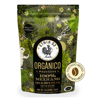 Café Orgánico Molido Etnia 52 - 250 Gr, Tostado Medio | Cuerpo Medio | Certificación Kosher | Aroma de Especies Florales | Cafe Molido para Cafetera - Café Molido Medio | MercadoLibre